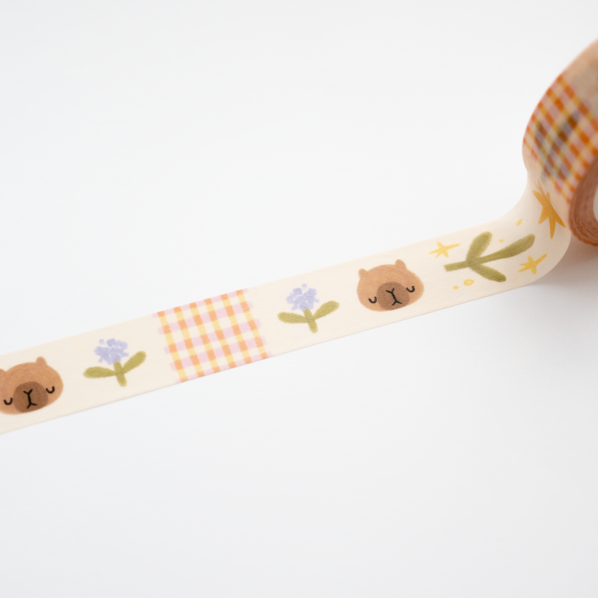 Gingham Capybara Washi Tape