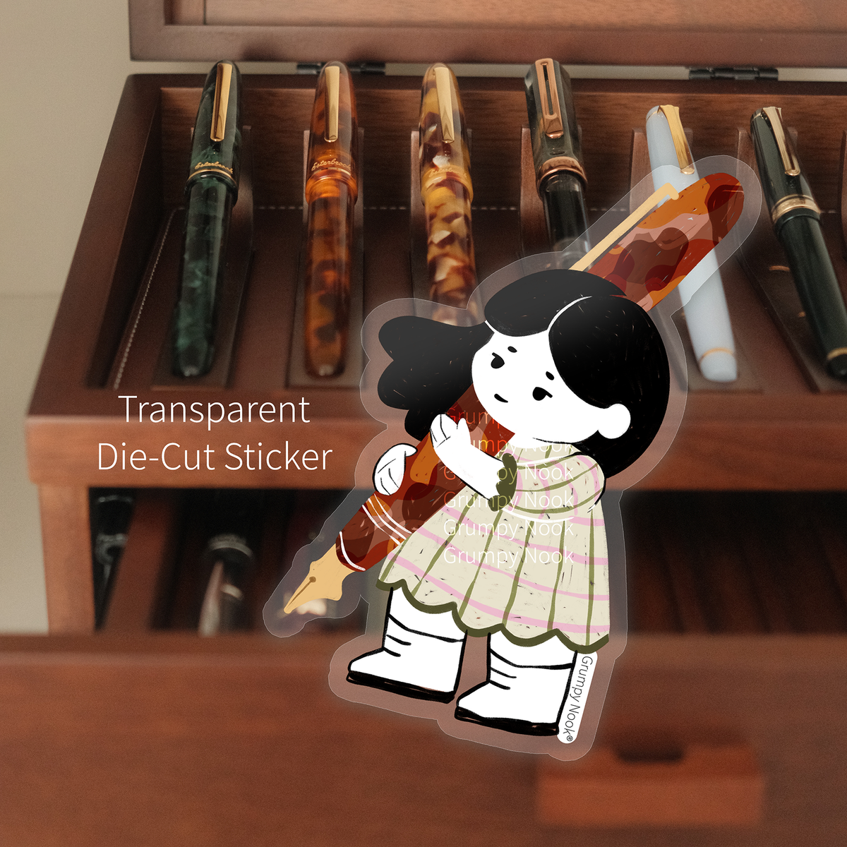 Fountain Pen Girl Diecut Sticker
