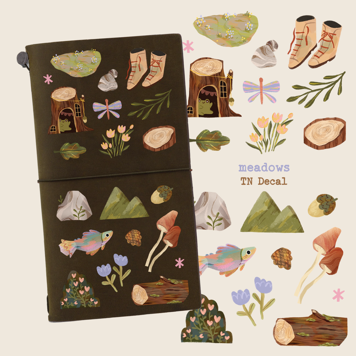 Meadow Travelers Notebook Permanent Decal
