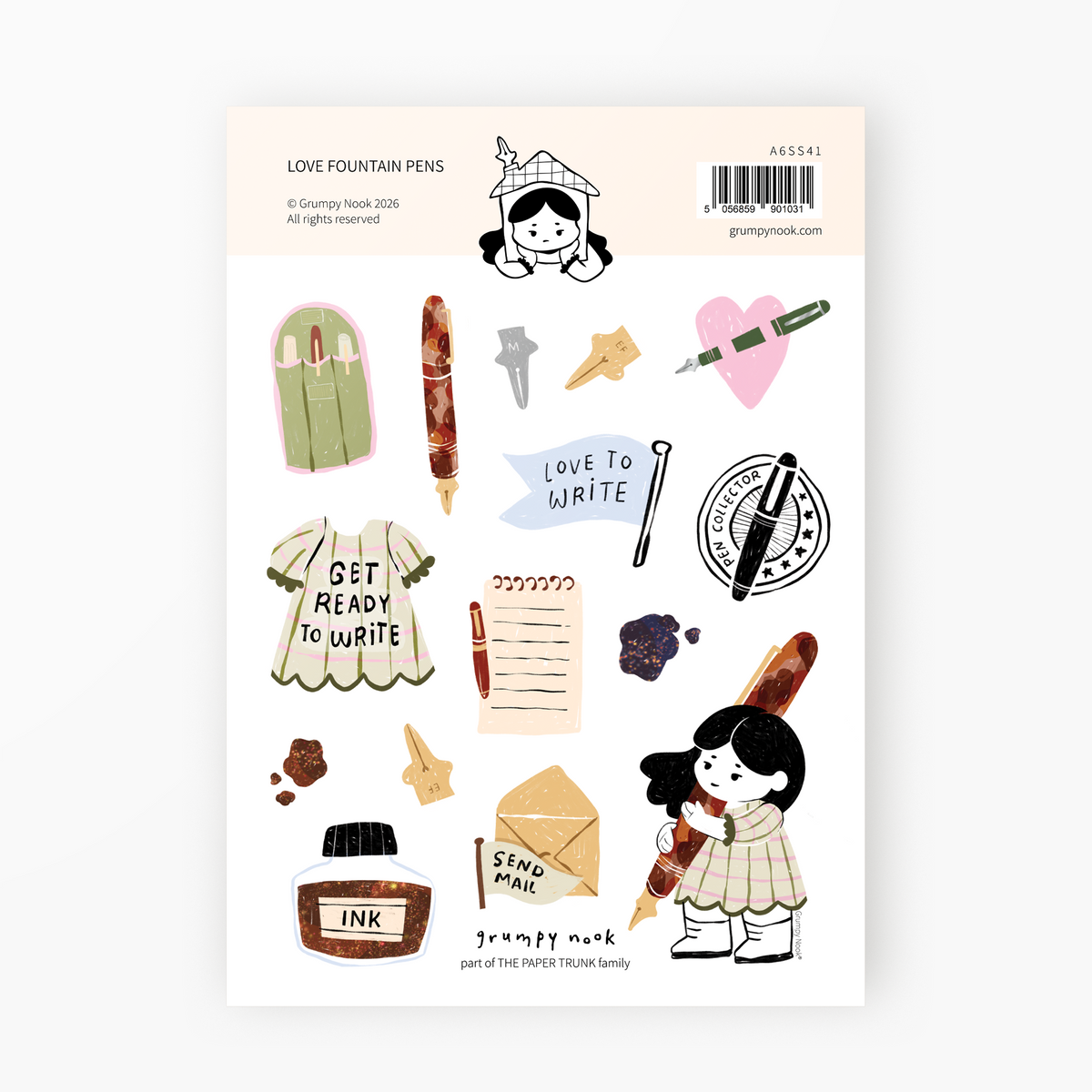 Love Fountain pens Sticker Sheet